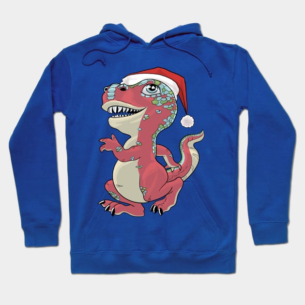 Christmas Lil T-Rex Hoodie by AyotaIllustration